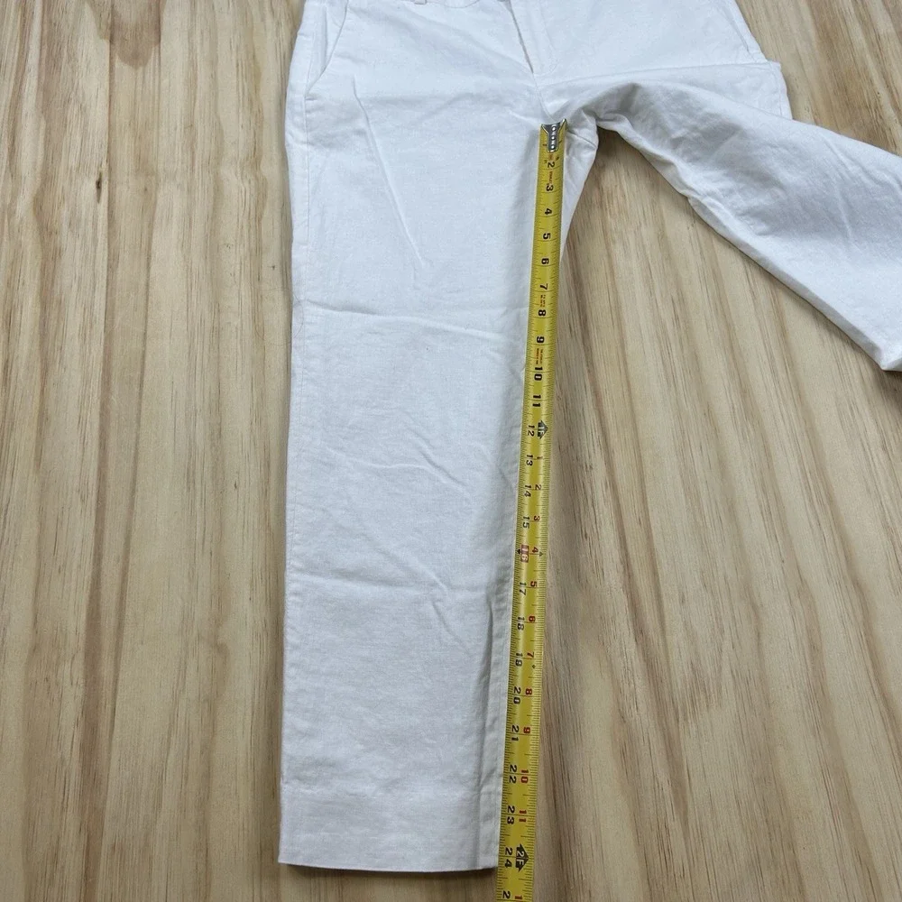 Banana Republic Women's Petite 6 White Avery Linen Blend Crop Pants